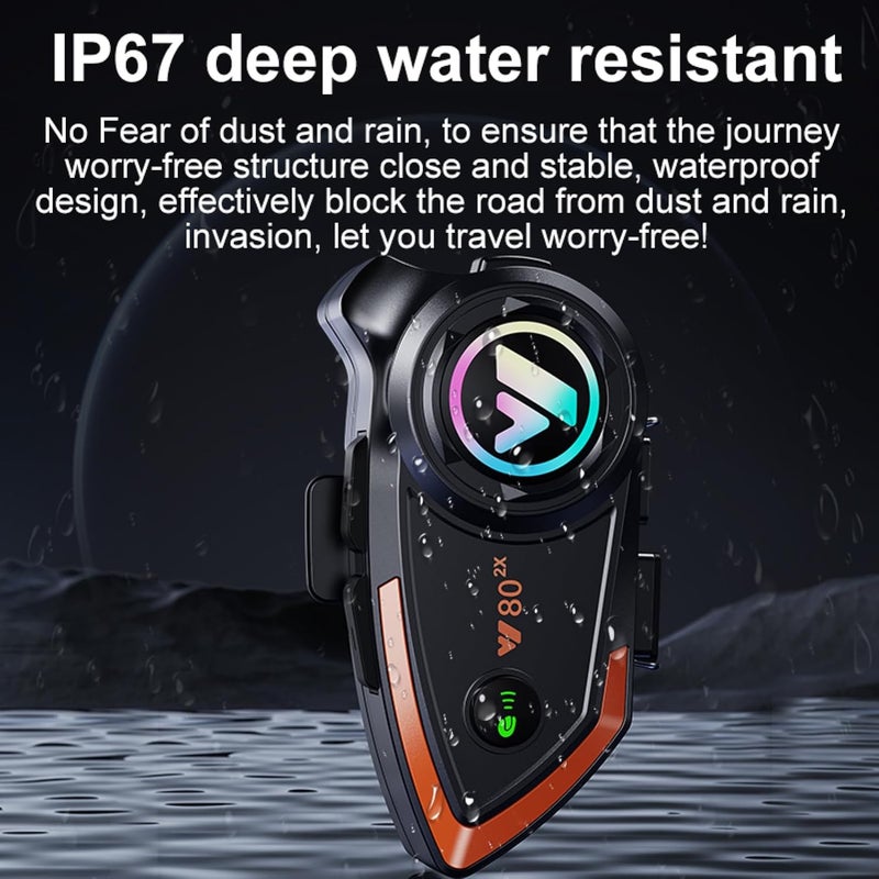 Khptop Motorcycle Helmet Bluetooth Headset 500meters 2 Riders Bluetooth Helmet Intercom Headset with CVC Noise Sound Quality Speakers Communication Systems Motorcycle Riding/Snowmobile/Cycling/Sports - Image 5